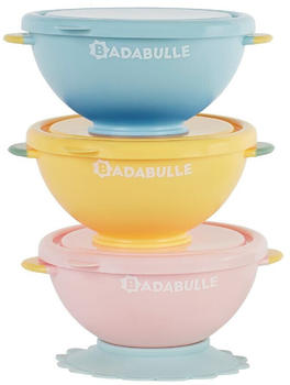Badabulle Funcolor Bowls mit Deckel & Saugnapf 3er-Set
