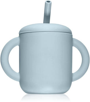 Mushie Silikon-Trainingsbecher + Strohhalm powder blue