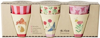Rice Melamin Kinderbecher 6er Set - pink/happy forest prints