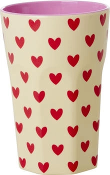 Rice Melamin Becher Groß Herz Print Beige
