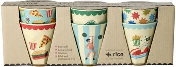 Rice Melamin Becher 6er-SET Mint - Fun Fair Print 160ml