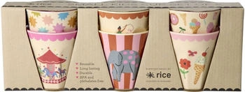 Rice Melamin Becher 6er-SET Pink - Fun Fair Print 160ml