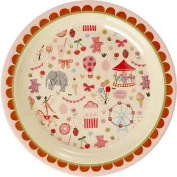 Rice Melamin Teller Pink - Fun Fair Print