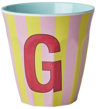 Rice Melamin-Becher Buchstabe G mit Streifen Pink 250ml (3410215890201001)