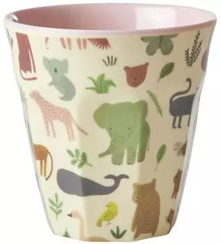 Rice Melamin Becher Medium Dschungel Motiv Pink 250ml