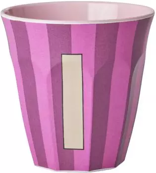 Rice Melamin Becher Buchstabe I / Streifen / Pink 250ml