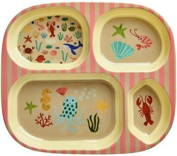 Rice Kinderteller mit 4er Einteilung Coral Ocean Print