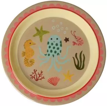 Rice Melamin Kinderteller Coral Ocean Print Ø 22cm