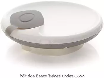 Reer Warmhalteteller mit Saugnapf grau/wei&szlig;