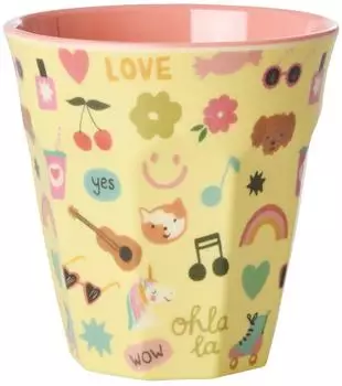 Rice Melamin Becher Soft Yellow Unicorn Love 250ml