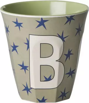 Rice by Rice Buchstaben Kinderbecher medium B stars dunkler sand (MELCU-ALPSTARB)