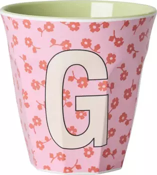 Rice by Rice Buchstaben Kinderbecher medium G flowers rosa (MELCU-ALPFLOG)