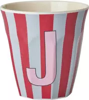 Rice Melamin Becher medium gestreift mit Buchstaben, Modell fr Junge...