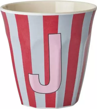 Rice by Rice Buchstaben Kinderbecher medium J stripes rot (MELCU-ALPSTRJI)