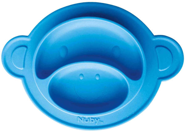 Nuby Rutschfester Esslernteller Silikon Affe blau