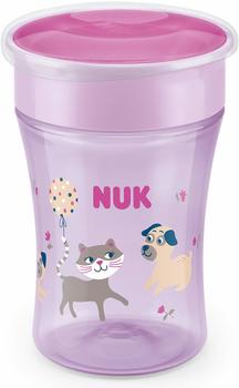 NUK Magic Cup 230ml mit Trinkrand und Deckel Hund und Katze lila