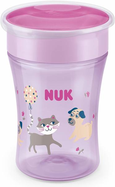 NUK Magic Cup 230ml mit Trinkrand und Deckel Hund und Katze lila