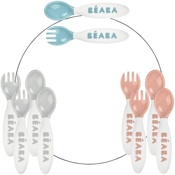 Béaba 6 Training Spoons and 4 Training Forks Blue/Pink