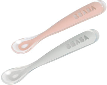 Béaba Set of 2 1st stage silicone spoons pink
