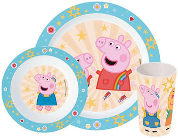 P:os Frühstücks-Set Peppa Pig: Teller, Schale, Trinkglas