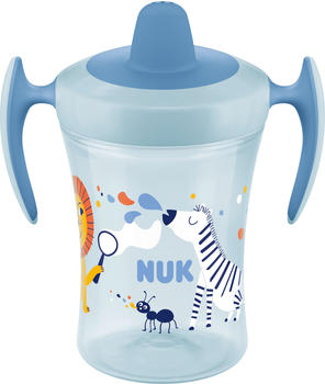 NUK Trainer Cup 230 ml mit Trinktülle Zebra und Löwe blau
