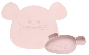 Lässig Esslernteller & Platzset Little Chums Mouse 2er Set rosa