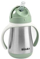 Beaba 913535, Beaba Trinklernbecher mit Griffen und Strohalm aus Edelstahl 250 ml