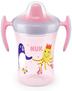 NUK Trainer Cup Trinklernbecher | auslaufsicherer Becher mit weichem Trinkschnabel & ergonomischen Griffen | 6+ Monate | 230 ml | BPA-frei | rosa Pinguin
