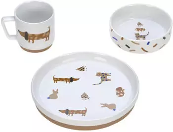Lässig Geschirr-Set Prozellan/Silikon Little Mateys royal blue