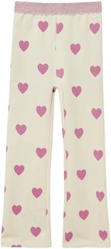 s.Oliver Flared-Leggings mit Glitzerbund und Print Beige 2171953.80A1.