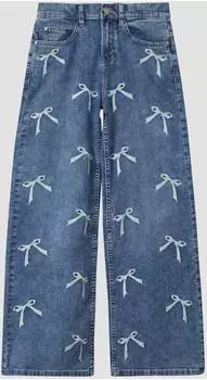 s.Oliver Wide Leg Jeans mit Stickerei / Regular Fit / Mid Rise / blau 2173457.56Z2.