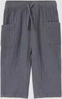 s.Oliver Musselin-Hose aus Baumwolle mit Durchzugskordel grau 2169002.9825.