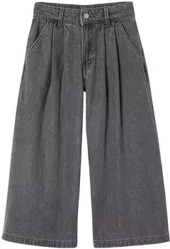 Vertbaudet Weite Mädchen Jeans mit Bundfalten, Bundweite verstellbar (341017825) grauer denim
