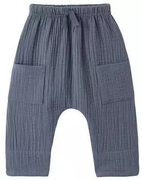 Vertbaudet Baby Musselin Hose mit Dehnbund und Zierknöpfen (341022606) blau