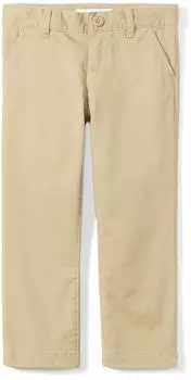 Amazon Essentials Uniform Chino Hose mit geradem Schnitt und flacher Vorderseite (GAE65011FL18) khakibraun