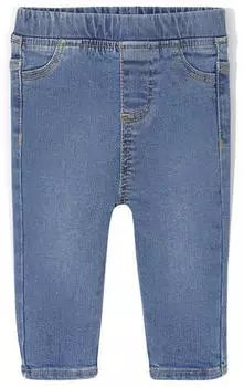 Vertbaudet Gerade Baby Jeans Basic Bleached, Bundweite verstellbar blue stone