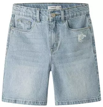 Name It NKFROSE HW Long DNM Shorts 1160-TK Destroyed Regular light blue bleached denim
