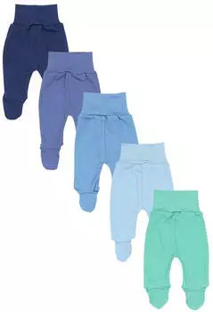 TupTam Baby Unisex Hose mit Fuß Bunte 5er Pack (zuz-tt-684-3296-790-308) dunkelblau/jeans blau/mintgrün