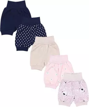 TupTam Baby M&auml;dchen Sommershorts Bloomers 5er Set (87352239) puderrosa/dunkelblau/beige