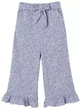 Vertbaudet Musselin 3/4-Hose mit Volantsaum blau bedruckt