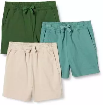 Amazon Essentials AEGL28716 Pull-On Shorts Regular Fit, 3er-Pack (AEBY44610S25) dunkles olivgrün/salbeigrün/taupe