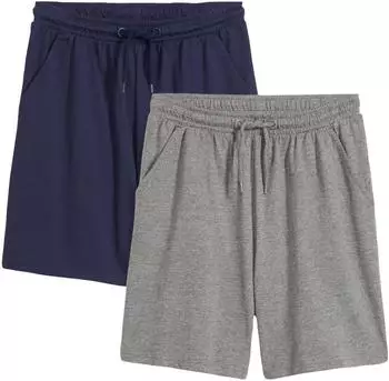 bonprix Heavy Jersey Shorts Regular Fit 2er-Pack dunkelblau/grau meliert