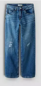Name It NKFROSE Weite Jeans mit Destroyed-Effekt und hohem Bund (13211699) dark blue denim