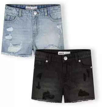 Minoti Denim Shorts 2er-Pack Distressed (MTI0086001000001) blue denim/black denim