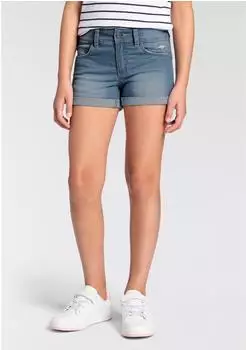 KangaROOS Stretch Denim Shorts mit Logo-Stickerei (62836266) mid blau