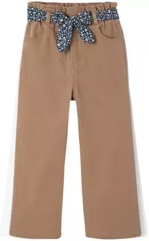 Vertbaudet Girls Paperbag Waist Trousers with Fabric Belt, Adjustable Waistband altrosa/braun leo