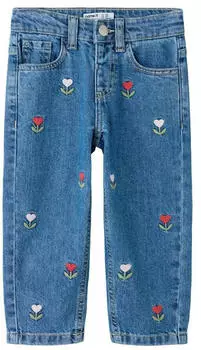 Name It NKFROSE / NMFBELLA MOM DNM Jeans / Shorts (40503668) blue denim/gr&uuml;n/rot