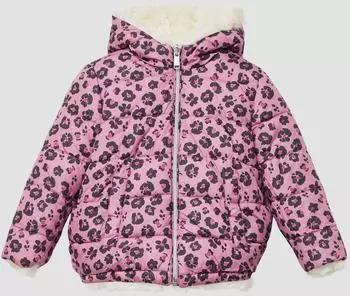 s.Oliver Wendejacke mit Kapuze Animal-Muster und Kunstpelz creme pink mehrfarbig 2171491.0302.