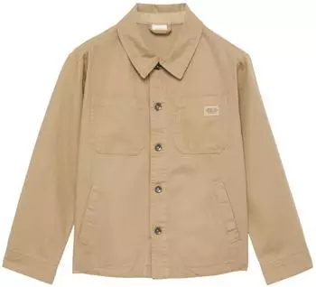 s.Oliver Overshirt aus Baumwollmix mit Label-Patch und aufgesetzten Taschen / Beige 2163880.8195.