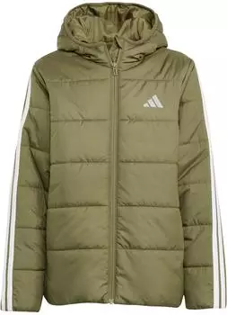 Adidas Essentials 3-Streifen gefütterte Kinderjacke Olive Strata / White (JL7405)